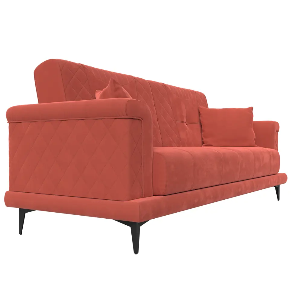 Фото 3 Диван прямой Лига Диванов Неаполь 227x90x93 см микровельвет цвет коралловый