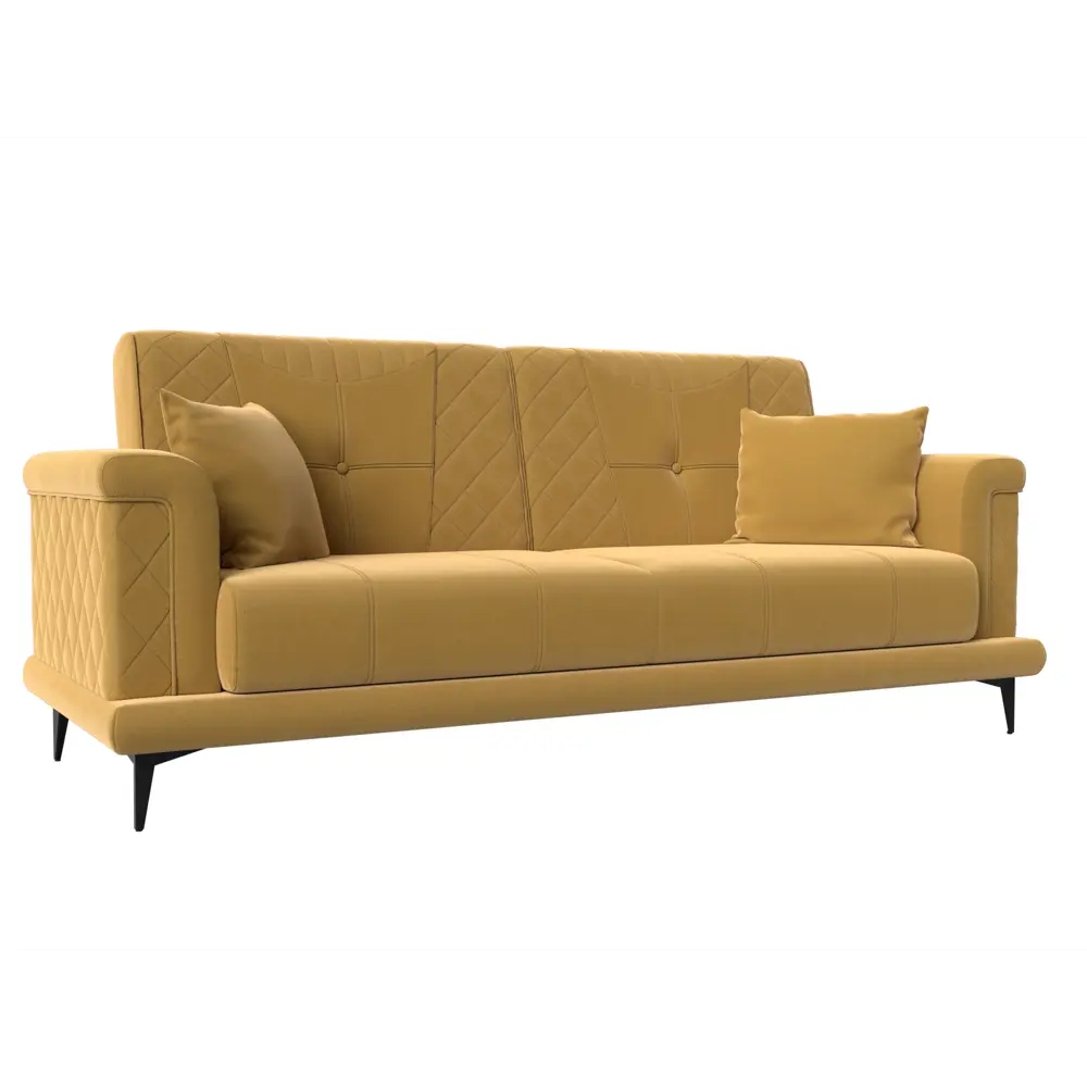 Фото Диван прямой Лига Диванов Неаполь 227x90x93 см микровельвет цвет желтый