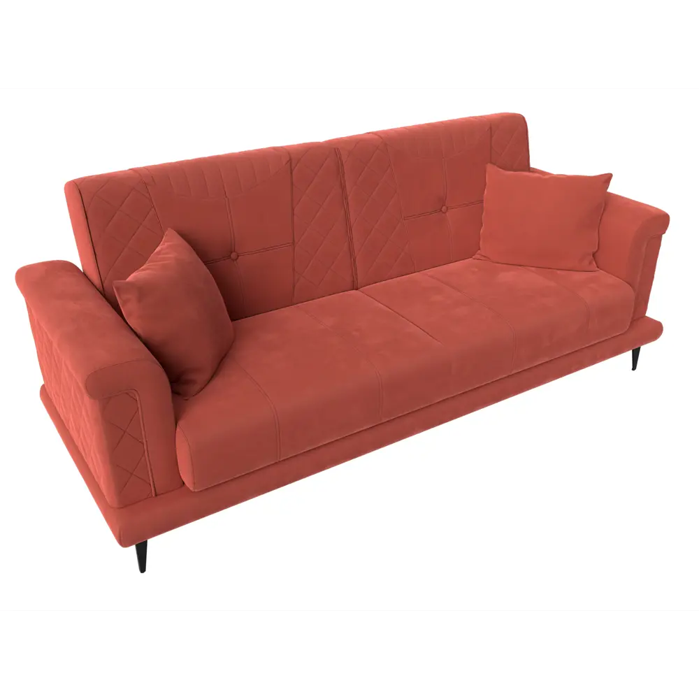 Фото 5 Диван прямой Лига Диванов Неаполь 227x90x93 см микровельвет цвет коралловый