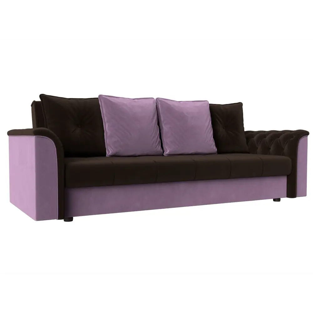 Фото Диван-книжка Лига диванов Сиеста 226x83x84 см микровельвет цвет коричневый/сиреневый Фото Диван-книжка Лига диванов Сиеста 226x83x84 см микровельвет цвет коричневый/сиреневый
