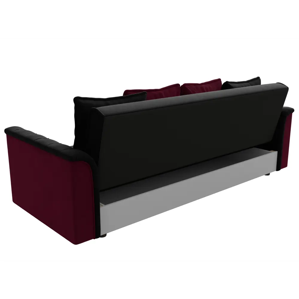 Фото 8 Диван-книжка Лига диванов Сиеста 226x83x84 см микровельвет цвет черный/бордовый