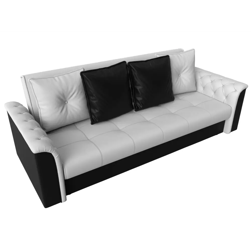 Фото 5 Диван-книжка Лига диванов Сиеста 226x83x84 см экокожа цвет белый/черный Фото 5 Диван-книжка Лига диванов Сиеста 226x83x84 см экокожа цвет белый/черный