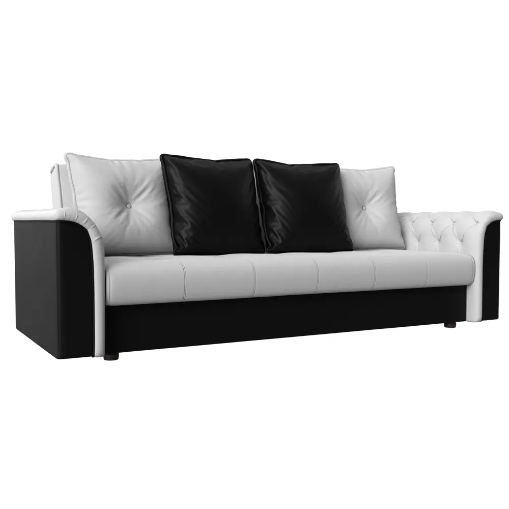 Фото Диван-книжка Лига диванов Сиеста 226x83x84 см экокожа цвет белый/черный Фото Диван-книжка Лига диванов Сиеста 226x83x84 см экокожа цвет белый/черный