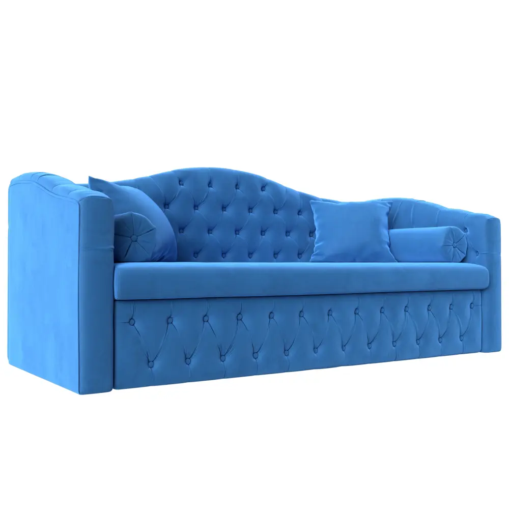 Фото Диван Лига диванов Мечта 208x101x88 см велюр цвет голубой