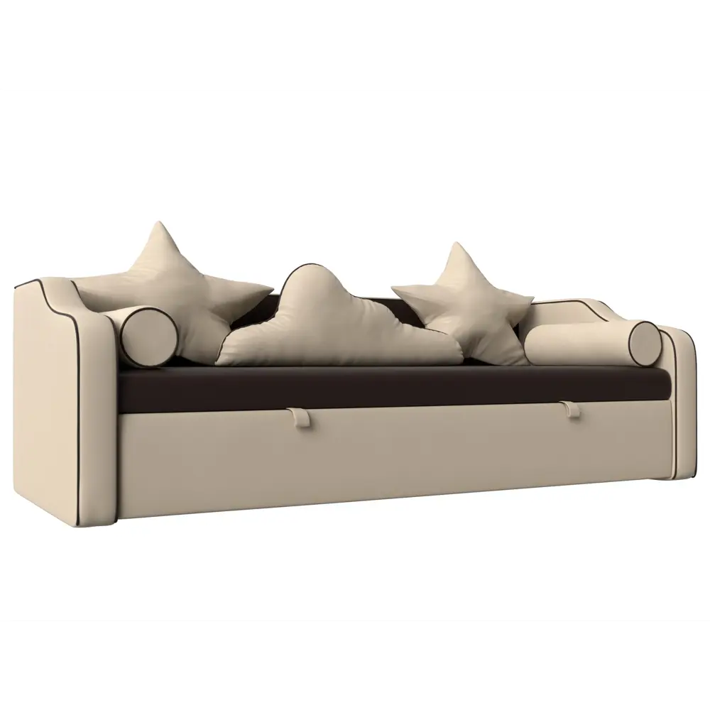 Фото Диван Лига Диванов Рико 107365 209x102x750 см экокожа цвет бежевый/коричневый Фото Диван Лига Диванов Рико 107365 209x102x750 см экокожа цвет бежевый/коричневый