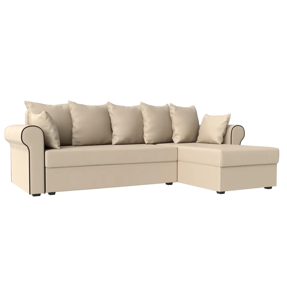 Фото Диван Лига Диванов Рейн 112597 233x90x141 см экокожа цвет бежевый Фото Диван Лига Диванов Рейн 112597 233x90x141 см экокожа цвет бежевый