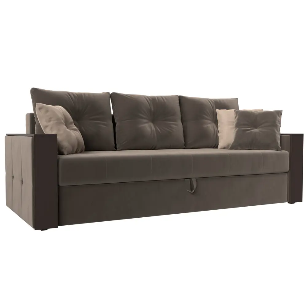 Фото Диван Лига Диванов Валенсия 225x85x97 см велюр цвет коричневый Фото Диван Лига Диванов Валенсия 225x85x97 см велюр цвет коричневый