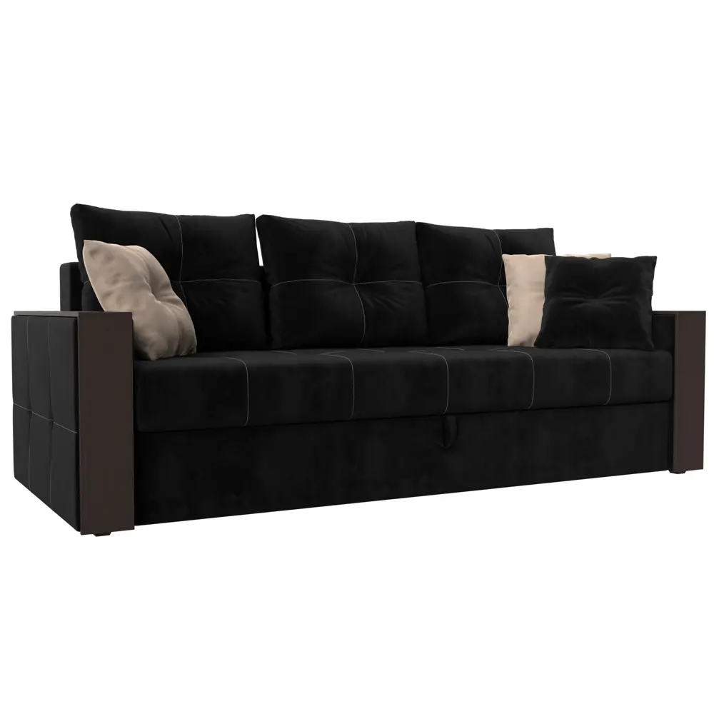 Фото Диван Лига Диванов Валенсия 225x85x97 см велюр цвет черный Фото Диван Лига Диванов Валенсия 225x85x97 см велюр цвет черный