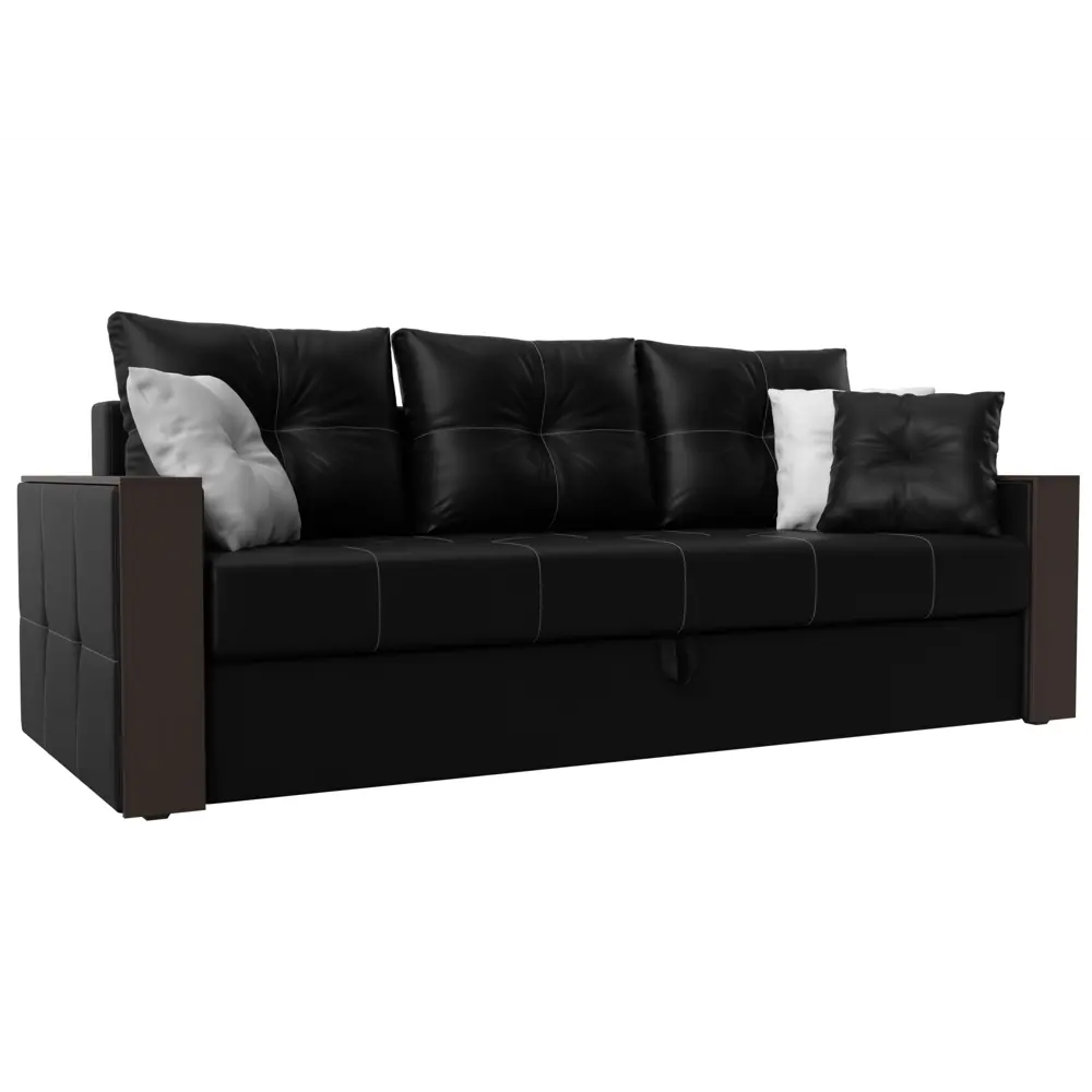 Фото Диван Лига Диванов Валенсия 225x85x97 см искусственная кожа цвет черный