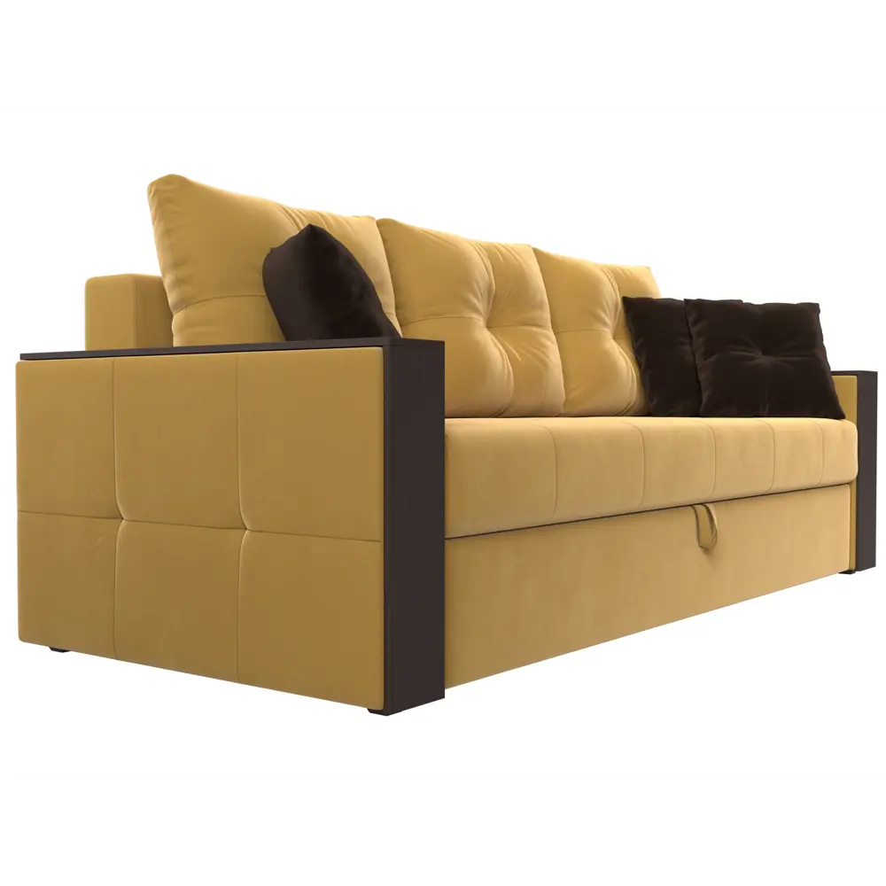 Фото 4 Диван Лига Диванов Валенсия 225x85x97 см микровельвет цвет желтый/коричневый Фото 4 Диван Лига Диванов Валенсия 225x85x97 см микровельвет цвет желтый/коричневый
