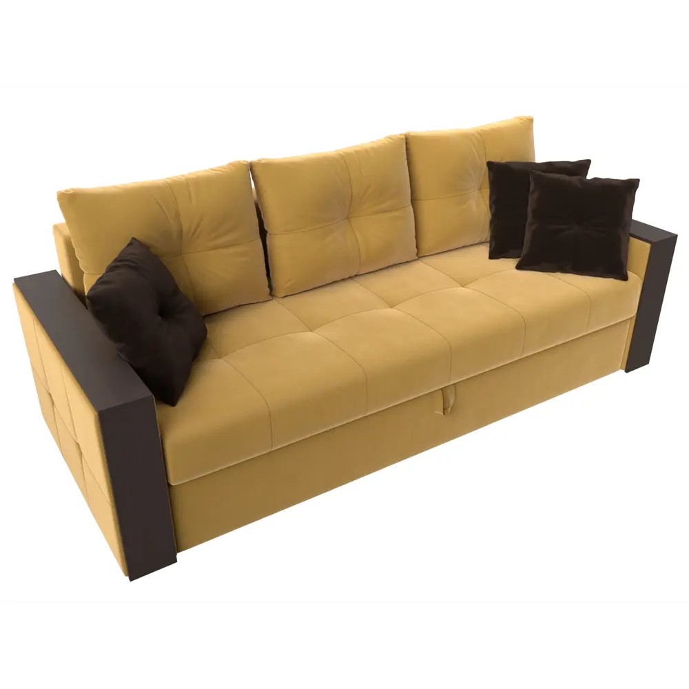 Фото 2 Диван Лига Диванов Валенсия 225x85x97 см микровельвет цвет желтый/коричневый Фото 2 Диван Лига Диванов Валенсия 225x85x97 см микровельвет цвет желтый/коричневый