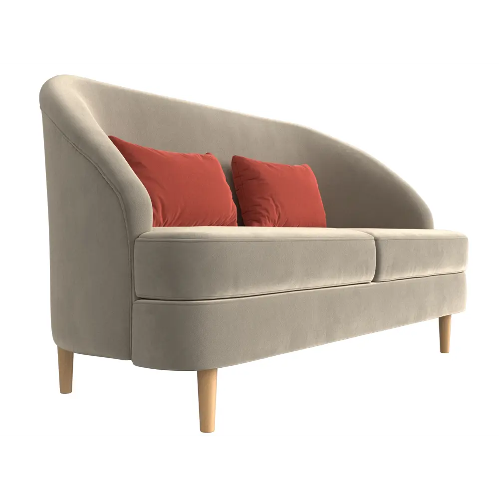 Фото 3 Диван-кушетка Лига Диванов Атико 146x83x67 см микровельвет цвет бежевый/коралловый