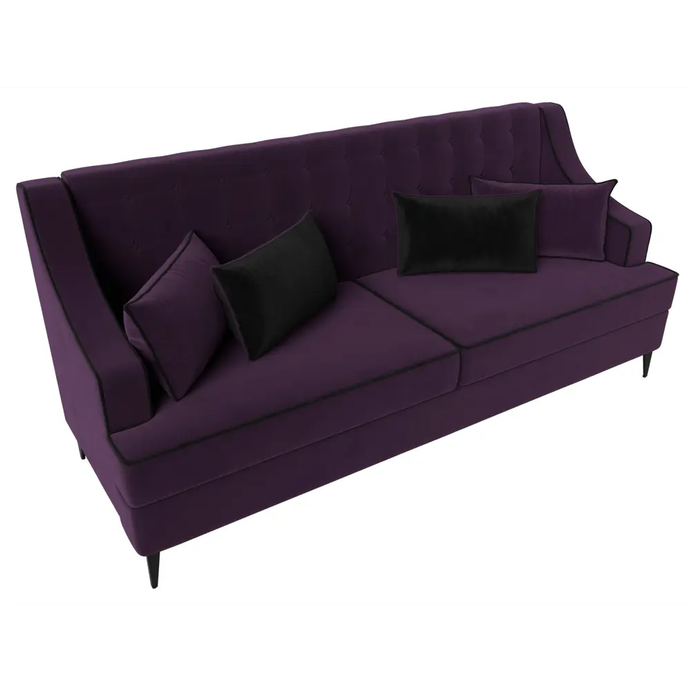 Фото 5 Диван прямой Лига Диванов Марк 228x103x82 см велюр цвет черный/фиолетовый