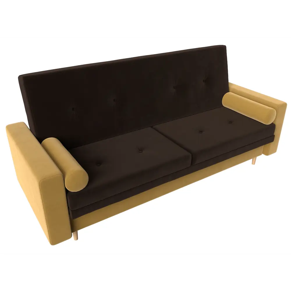 Фото 5 Диван Лига диванов Белфаст 225x95x90 см микровельвет цвет коричневый/желтый