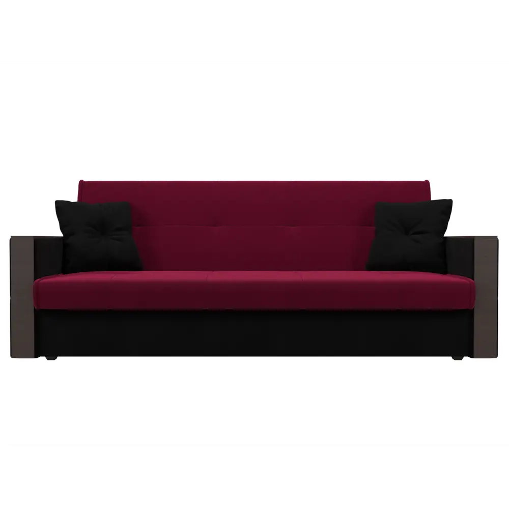 Фото 2 Диван Лига диванов Валенсия 210x90x85 см микровельвет цвет черный/бордовый
