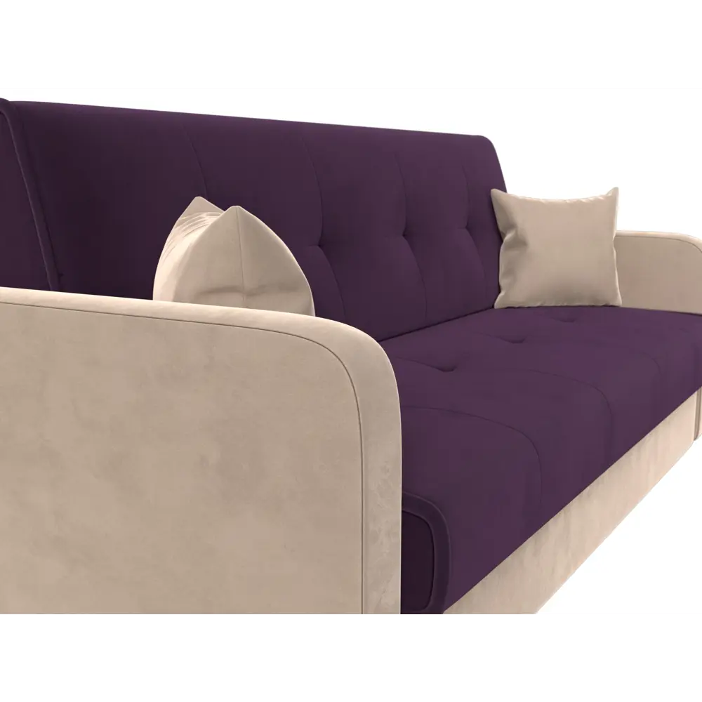 Фото 4 Диван-книжка Лига диванов Надежда 201x90x85 см велюр цвет фиолетовый/бежевый