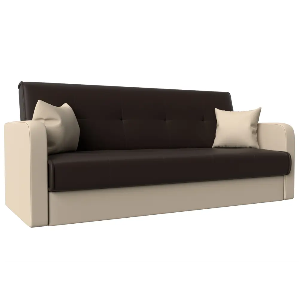 Фото Диван-книжка Лига диванов Надежда 201x90x85 см экокожа цвет коричневый/бежевый Фото Диван-книжка Лига диванов Надежда 201x90x85 см экокожа цвет коричневый/бежевый