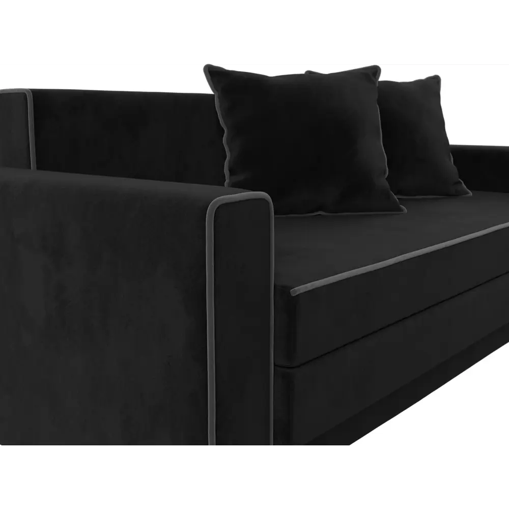 Фото 4 Диван Лига Диванов 012 117543 158x78x90 см велюр цвет черный/серый Фото 4 Диван Лига Диванов 012 117543 158x78x90 см велюр цвет черный/серый