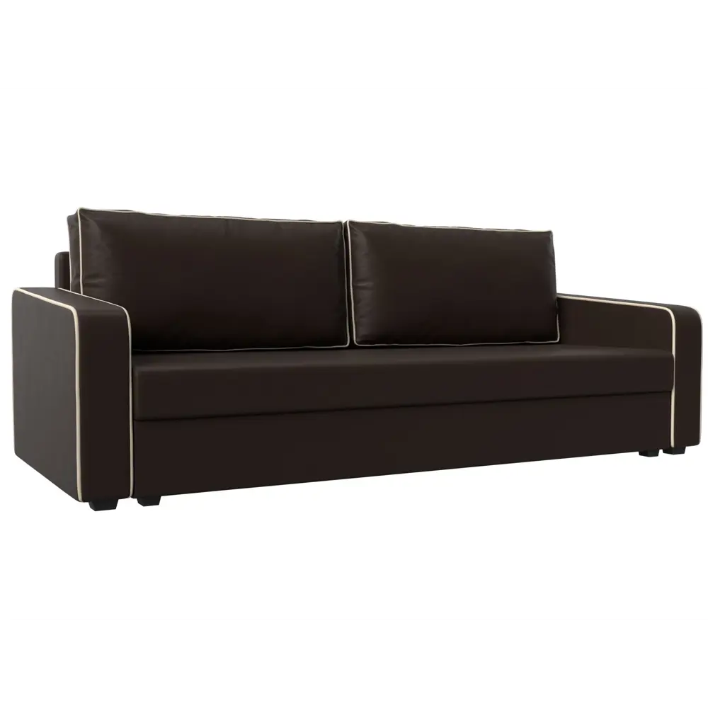 Фото Диван Лига Диванов 118091 217x85x78 см искусственная кожа цвет коричневый/бежевый Фото Диван Лига Диванов 118091 217x85x78 см искусственная кожа цвет коричневый/бежевый