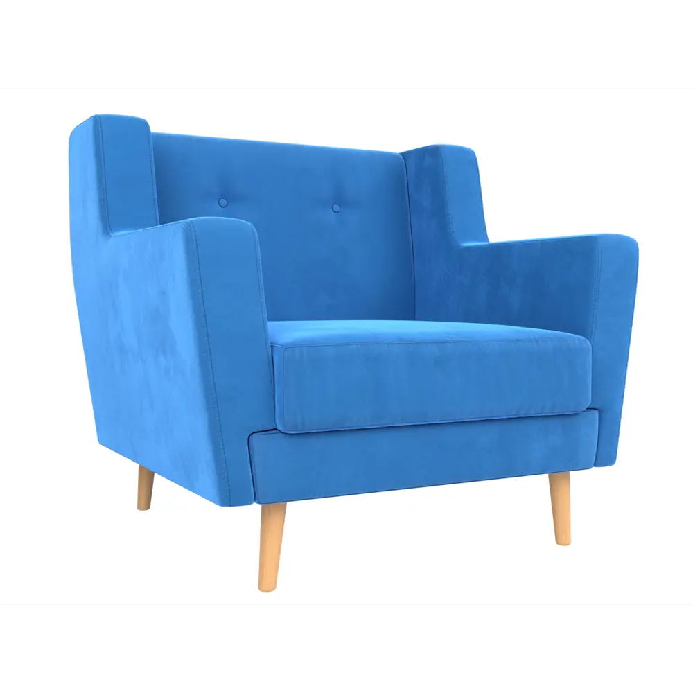 Фото Кресло Лига Диванов Брайтон 108866 90x85x80 см велюр цвет голубой