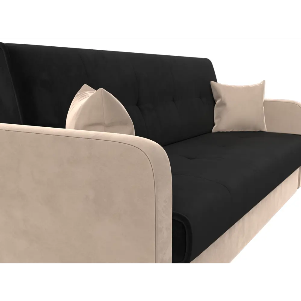 Фото 4 Диван-книжка Лига диванов Надежда 201x90x85 см велюр цвет черный/бежевый