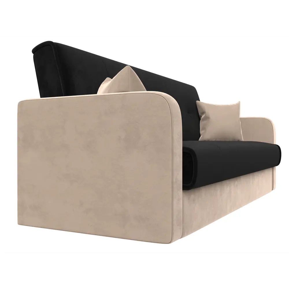 Фото 3 Диван-книжка Лига диванов Надежда 201x90x85 см велюр цвет черный/бежевый