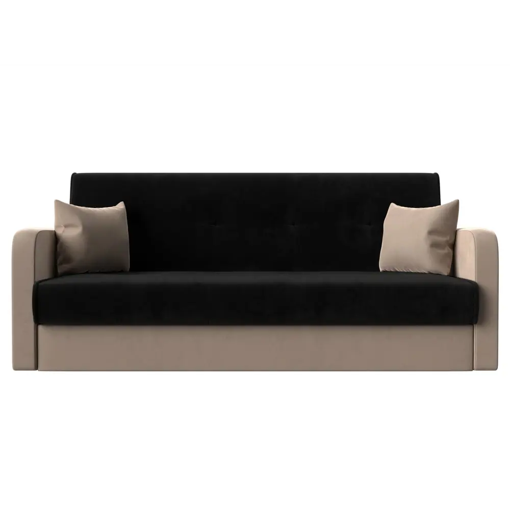 Фото 2 Диван-книжка Лига диванов Надежда 201x90x85 см велюр цвет черный/бежевый