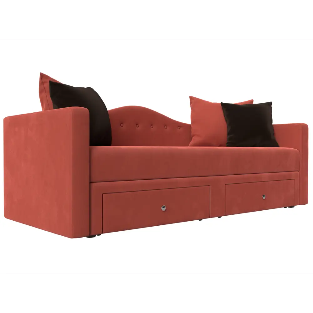 Фото Диван Лига Диванов Дориан 113731 200x82x90 см микровельвет цвет коралловый Фото Диван Лига Диванов Дориан 113731 200x82x90 см микровельвет цвет коралловый