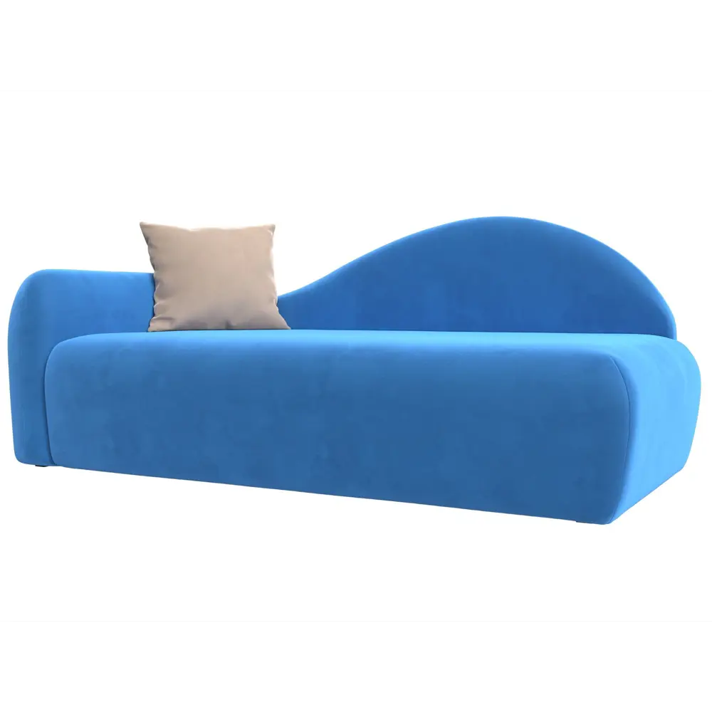 Фото Диван Лига Диванов 022 118939L 213x90x82 см велюр цвет голубой/бежевый Фото Диван Лига Диванов 022 118939L 213x90x82 см велюр цвет голубой/бежевый