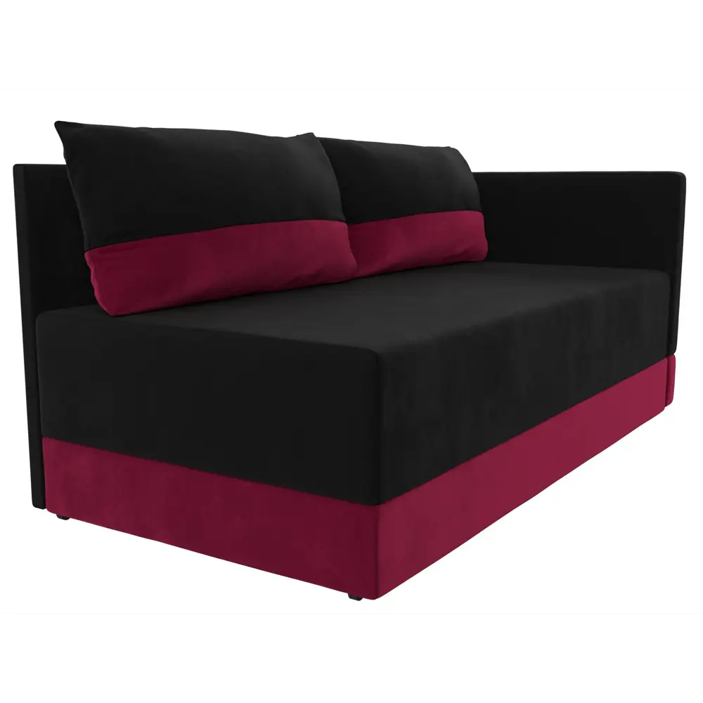 Фото 3 Кушетка Лига Диванов Никас 118416 150x73x82 см вельвет цвет чёрный,бордовый