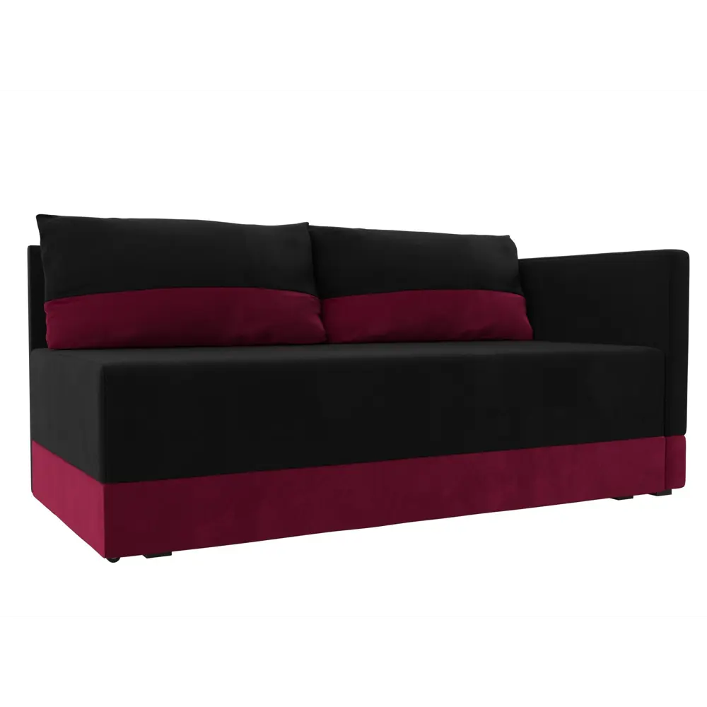 Фото Кушетка Лига Диванов Никас 118416 150x73x82 см вельвет цвет чёрный,бордовый