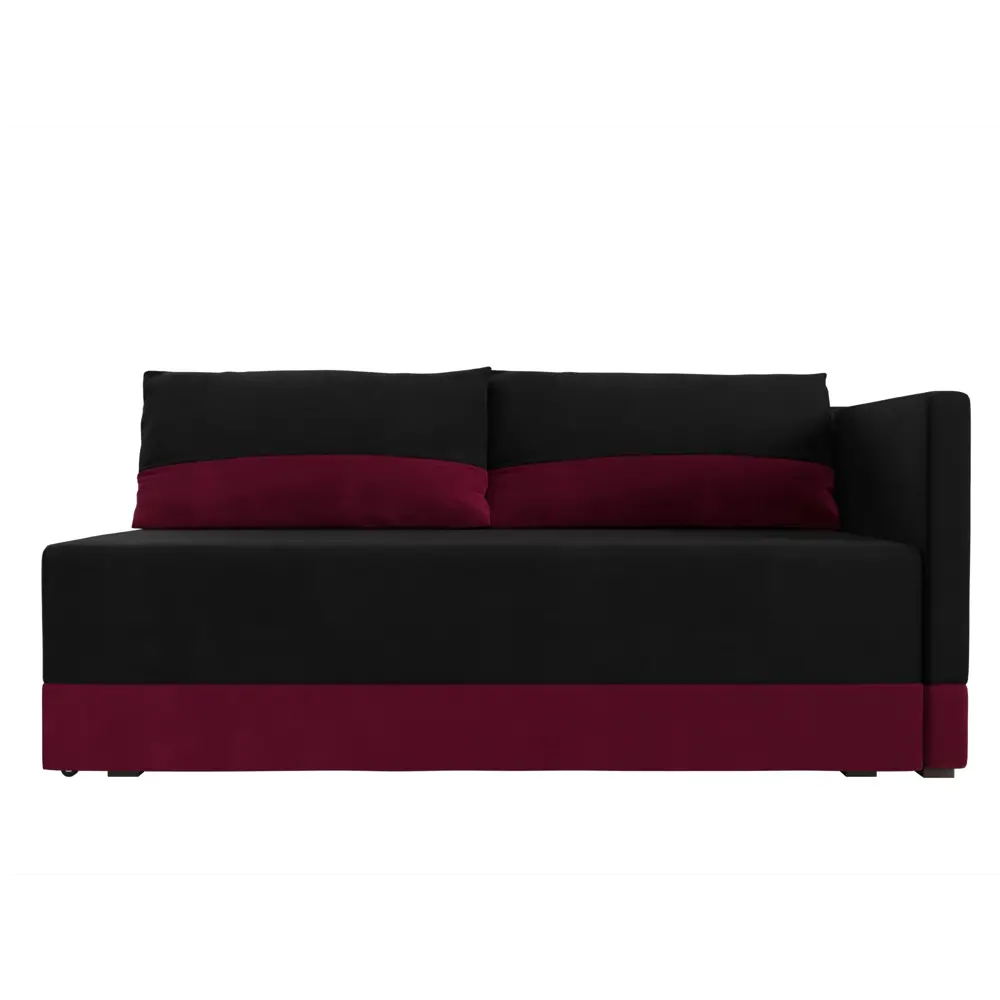 Фото 2 Кушетка Лига Диванов Никас 118416 150x73x82 см вельвет цвет чёрный,бордовый