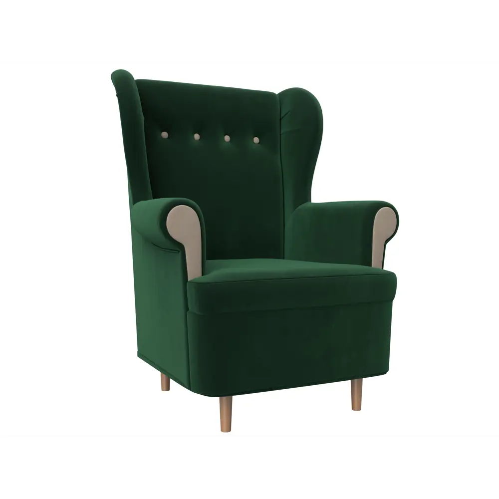 Фото Кресло Лига Диванов Торин 117503 78x104x74 см велюр цвет бежевый/зеленый Фото Кресло Лига Диванов Торин 117503 78x104x74 см велюр цвет бежевый/зеленый