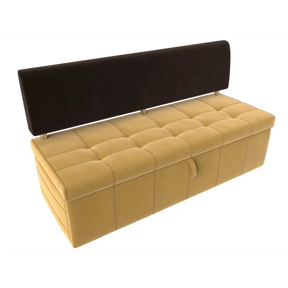 Фото 2 Диван кухонный Лига Диванов Стоун 107246 182x87x65 см микровельвет цвет коричневый/желтый