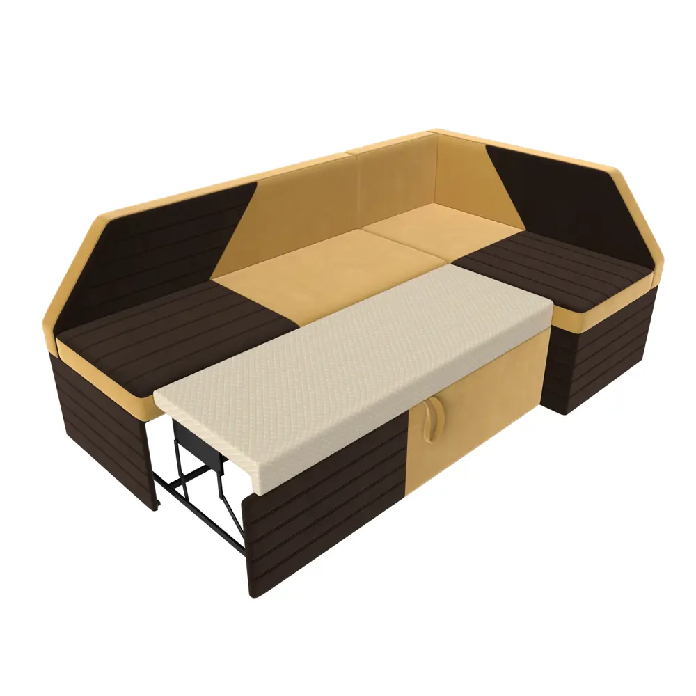 Фото 6 Диван кухонный Лига Диванов Дуглас 110636 190x84x122 см микровельвет цвет коричневый/желтый