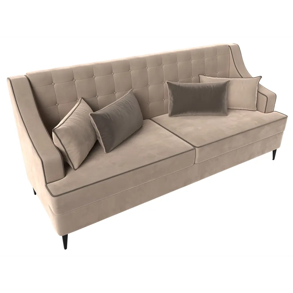 Фото 5 Прямой диван Лига диванов Марк 228x103x82 см велюр цвет бежевый/коричневый Фото 5 Прямой диван Лига диванов Марк 228x103x82 см велюр цвет бежевый/коричневый