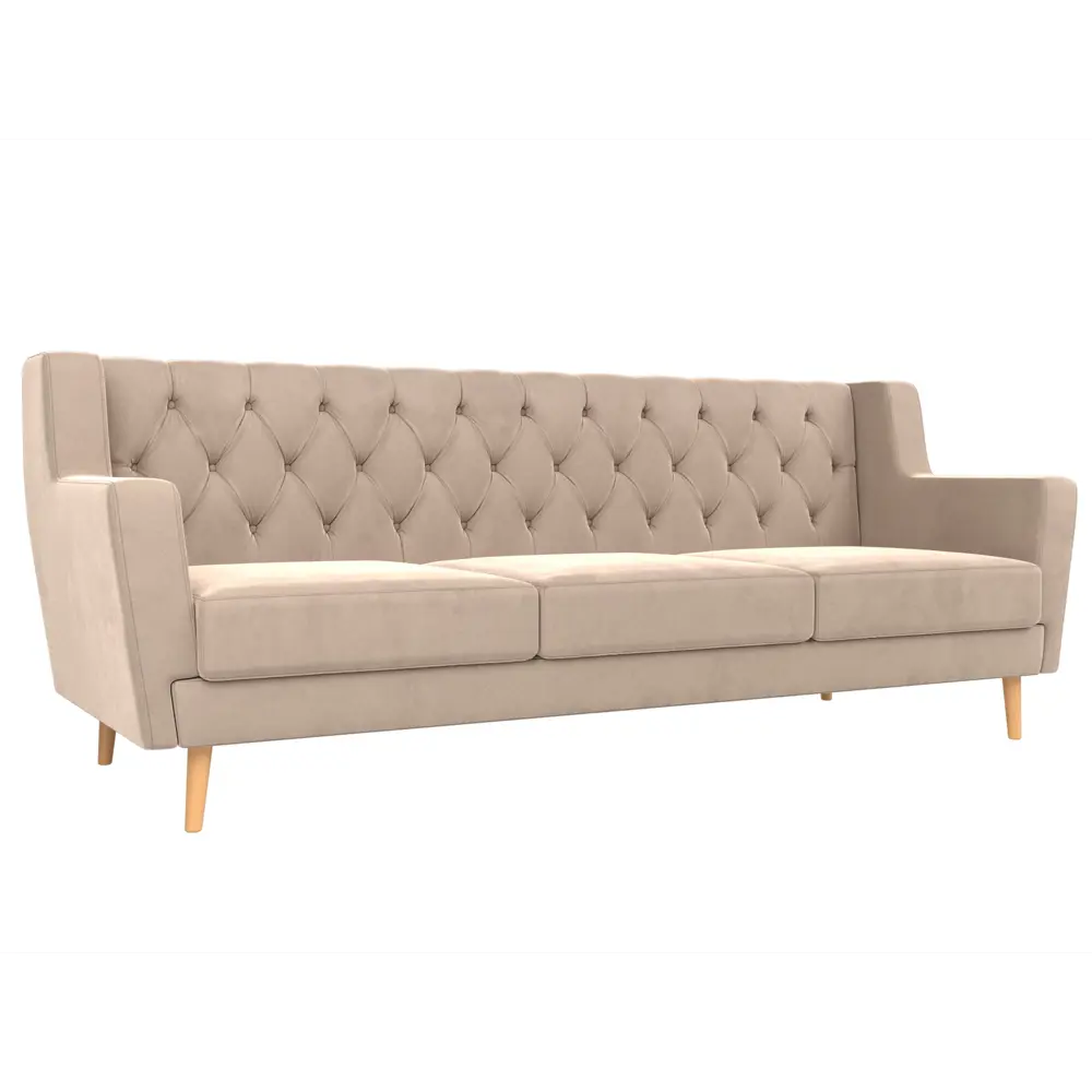 Фото Диван прямой Лига Диванов Брайтон 198x85x80 см велюр цвет бежевый