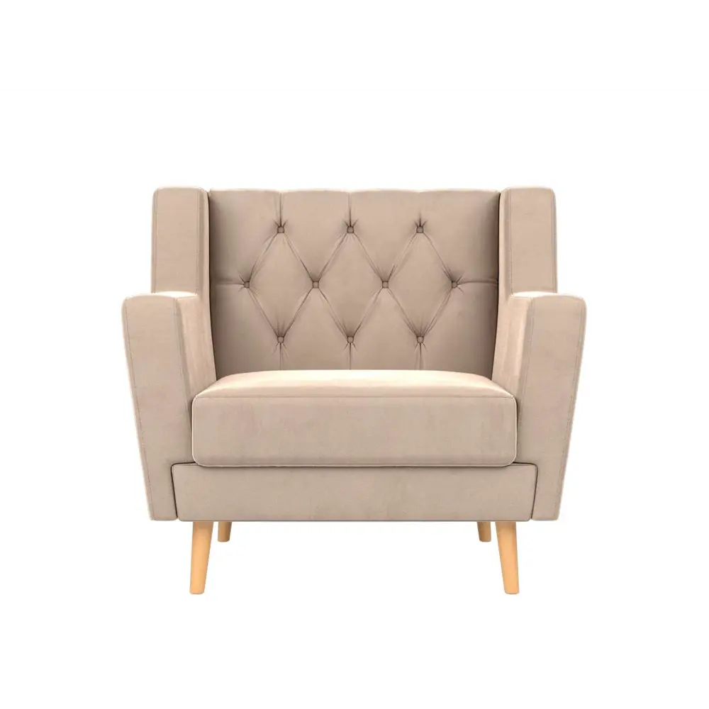 Фото 2 Кресло Лига Диванов Брайтон 90x85x80 велюр цвет бежевый Фото 2 Кресло Лига Диванов Брайтон 90x85x80 велюр цвет бежевый