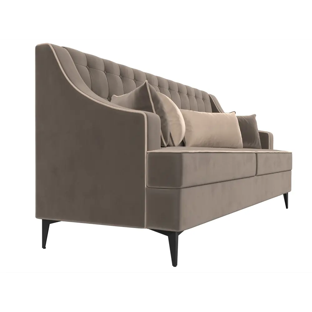 Фото 3 Диван прямой Лига диванов Марк 228x103x82 см велюр цвет бежевый/коричневый