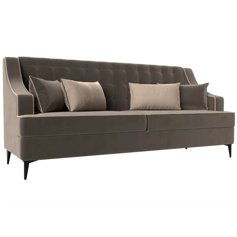 Фото Диван прямой Лига диванов Марк 228x103x82 см велюр цвет бежевый/коричневый