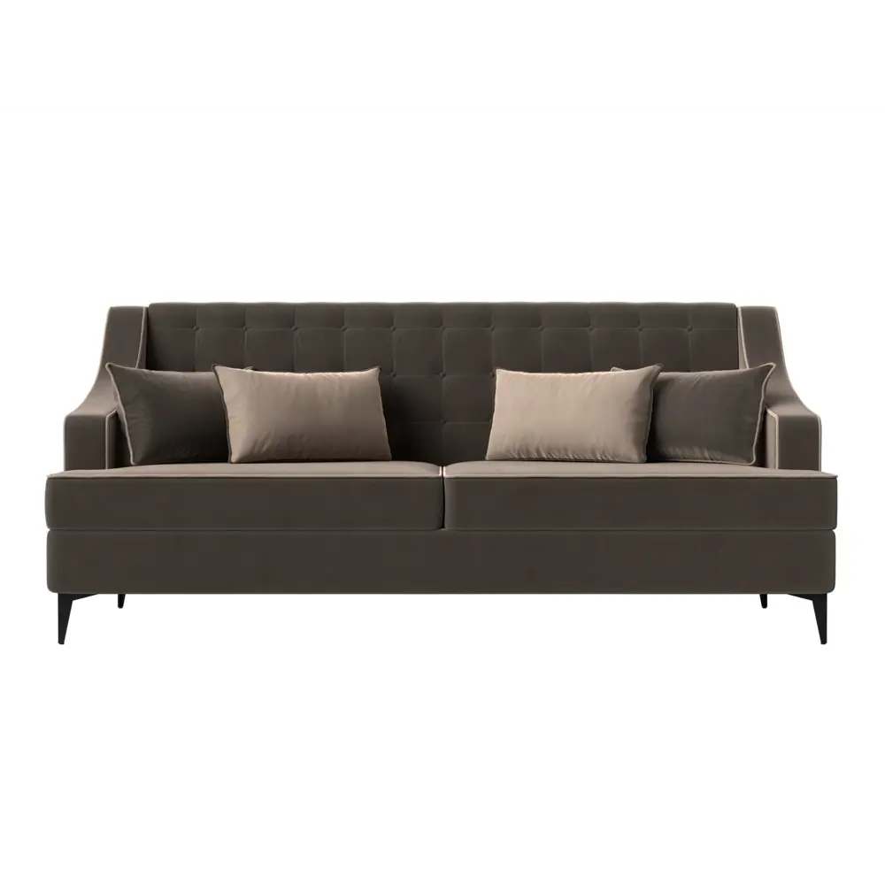 Фото 2 Диван прямой Лига диванов Марк 228x103x82 см велюр цвет бежевый/коричневый