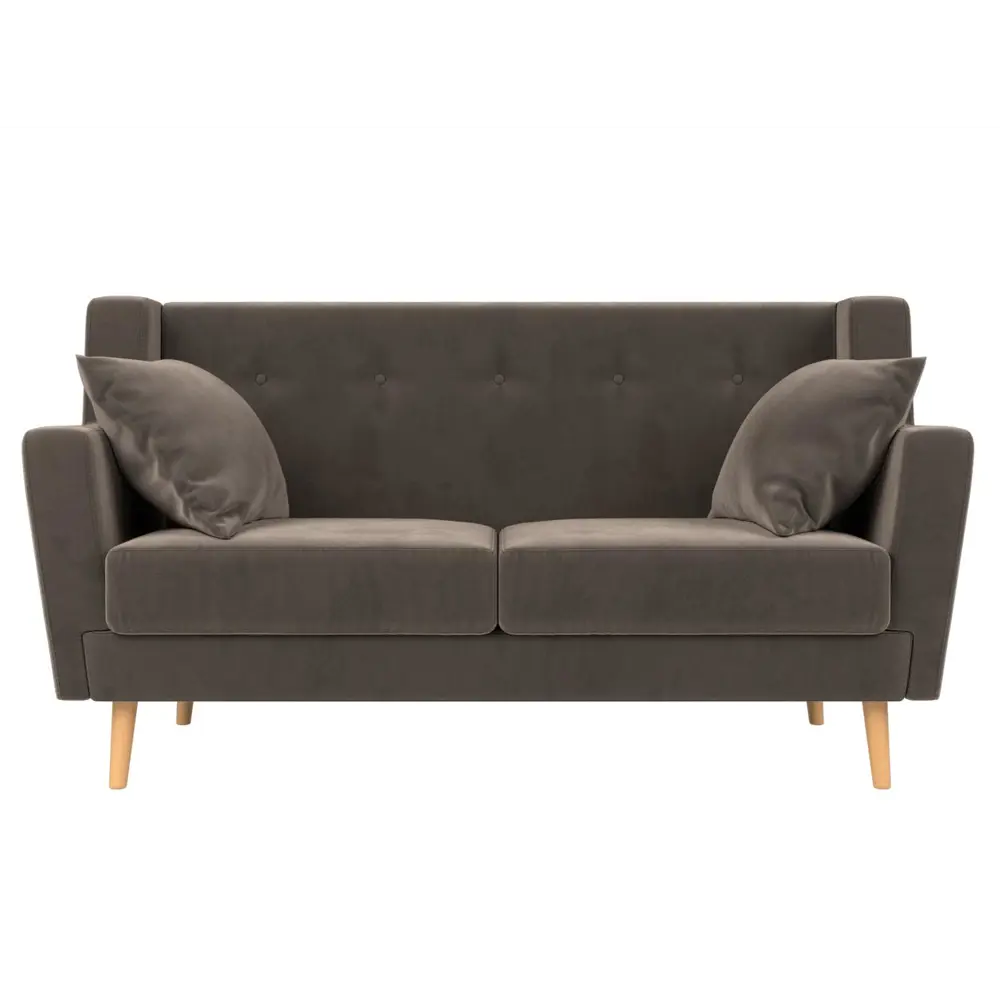 Фото 2 Прямой диван Лига диванов Брайтон 139x85x80 см велюр цвет коричневый