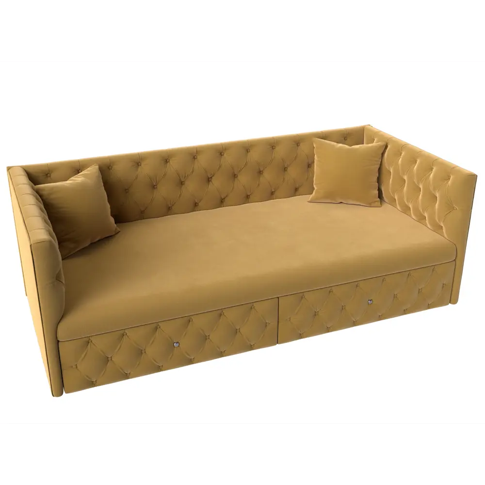 Фото 4 Диван Лига Диванов Найс 107110 204x78x87 см микровельвет цвет желтый