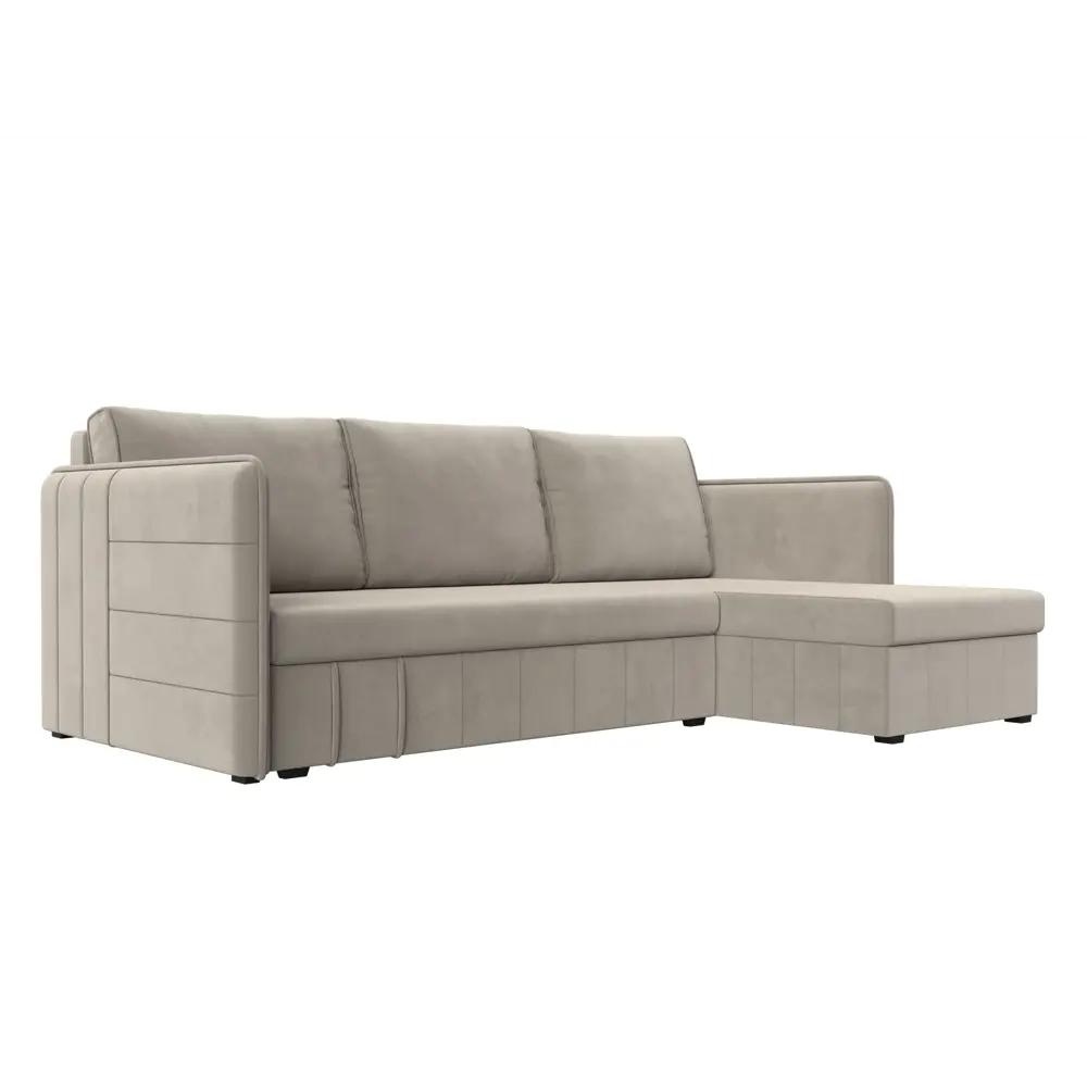 Фото Диван Лига Диванов Слим 119973 213x85x140 см вельвет цвет бежевый Фото Диван Лига Диванов Слим 119973 213x85x140 см вельвет цвет бежевый