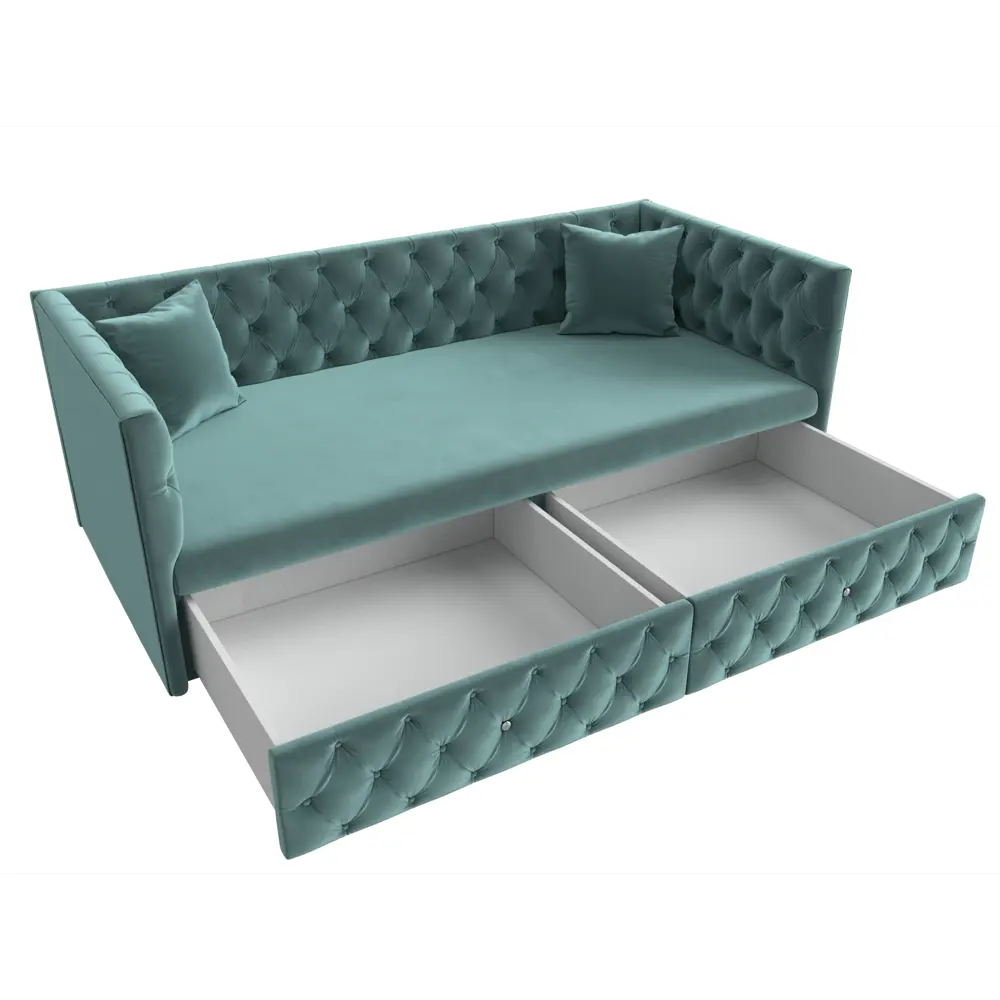 Фото 5 Диван Лига Диванов Найс 107102 204x78x87 см велюр цвет бирюзовый