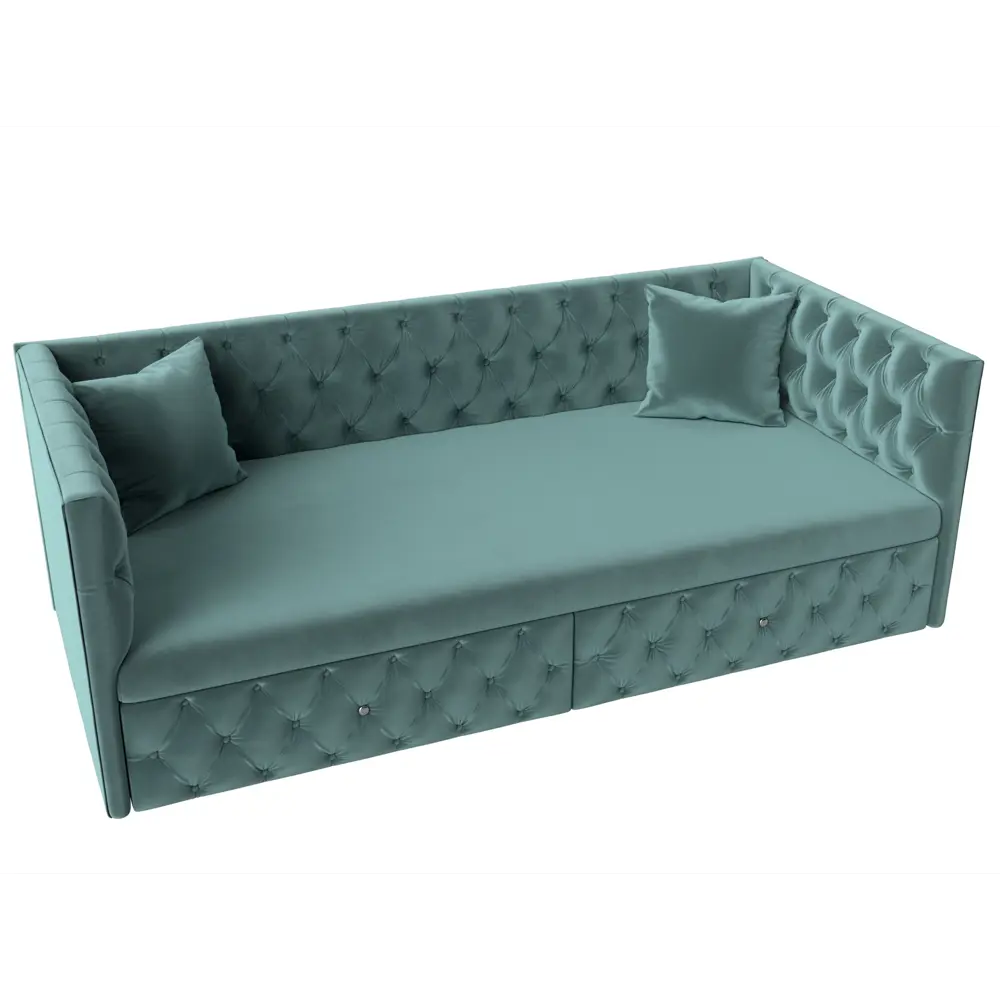 Фото 4 Диван Лига Диванов Найс 107102 204x78x87 см велюр цвет бирюзовый