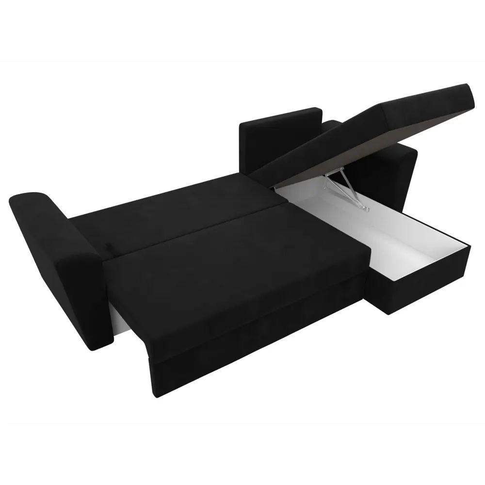 Фото 9 Диван раскладной Лига диванов 112464_спб 235x85x140 см вельвет цвет черный Фото 9 Диван раскладной Лига диванов 112464_спб 235x85x140 см вельвет цвет черный