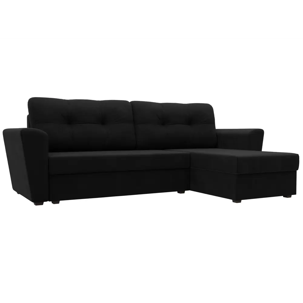 Фото Диван раскладной Лига диванов 112464_спб 235x85x140 см вельвет цвет черный Фото Диван раскладной Лига диванов 112464_спб 235x85x140 см вельвет цвет черный