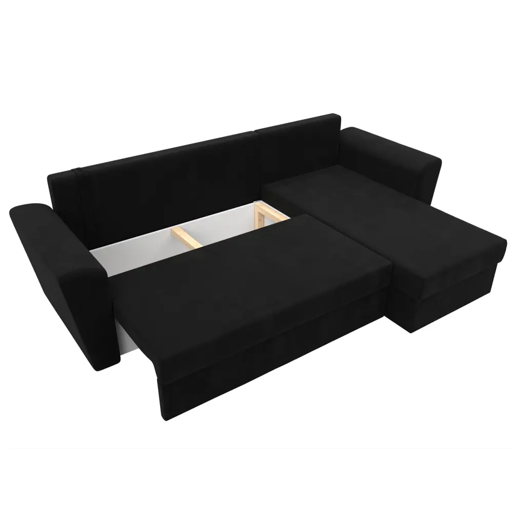 Фото 7 Диван раскладной Лига диванов 112464_спб 235x85x140 см вельвет цвет черный Фото 7 Диван раскладной Лига диванов 112464_спб 235x85x140 см вельвет цвет черный