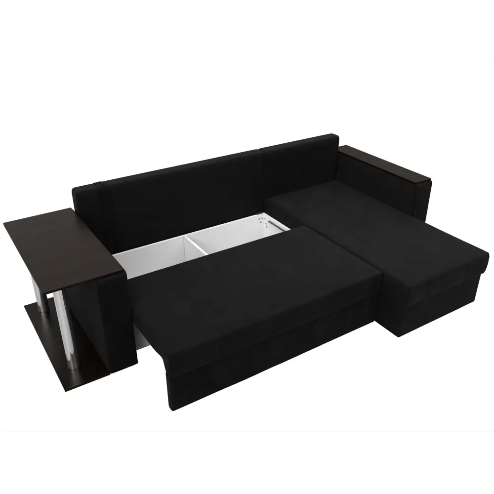 Фото 7 Диван раскладной Лига диванов 112508_спб 241x85x140 см вельвет цвет черный Фото 7 Диван раскладной Лига диванов 112508_спб 241x85x140 см вельвет цвет черный